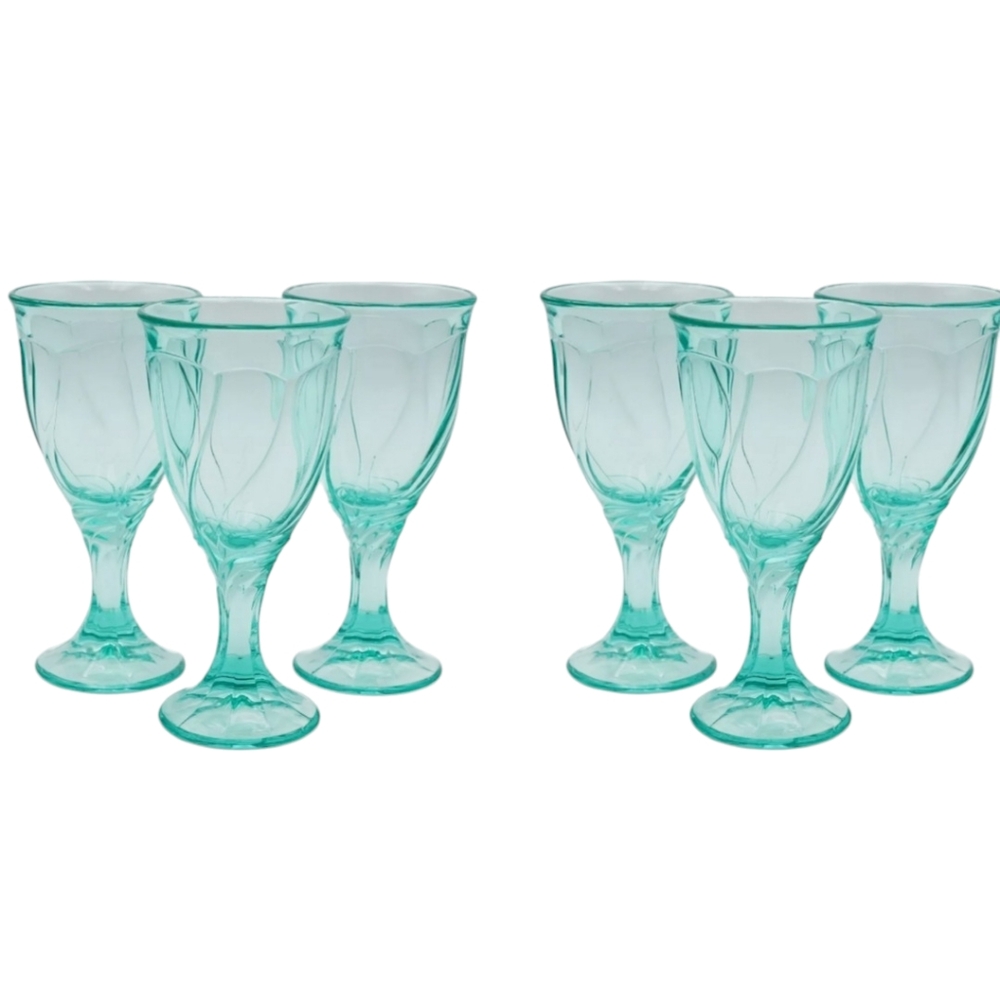 Vintage 1990s Noritake Sweet Swirl‎ Aqua Glasses Set of 6